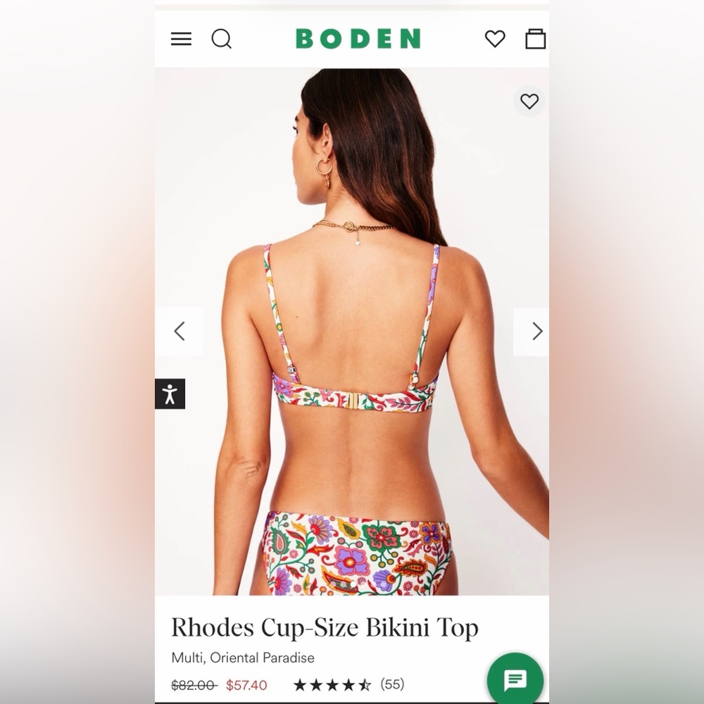 Boden Oriental Paradise Bikini set. 34 C top, Classic medium bottoms. NWT - Picture 4 of 13